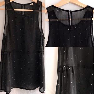 Old Navy Black and White Polka Dot Peplum Tank